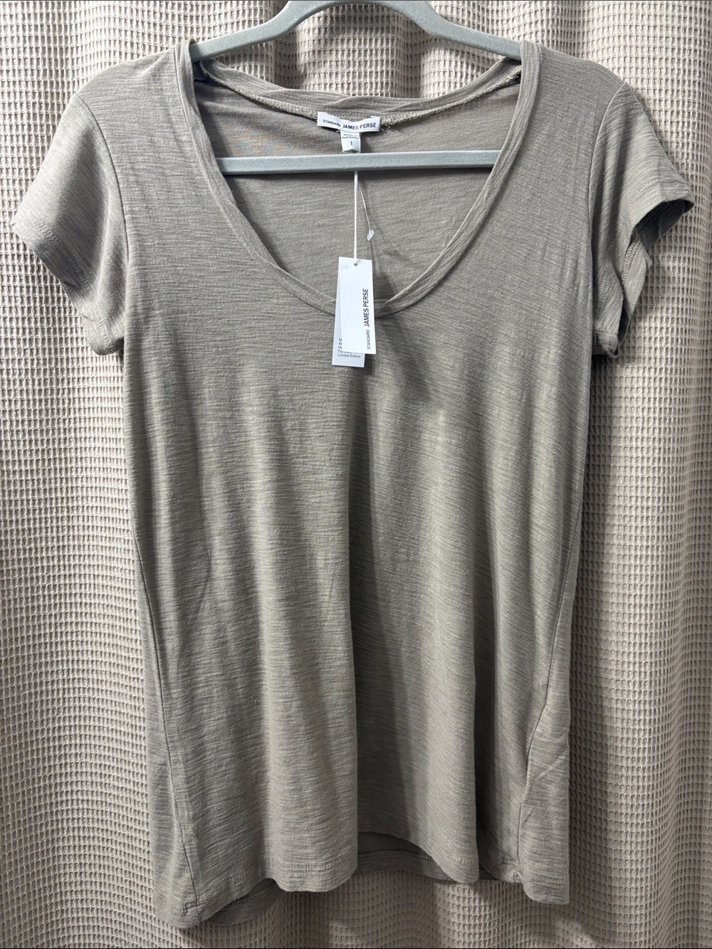 James Perse Short Sleeve V-Neck Tee — Light Taupe